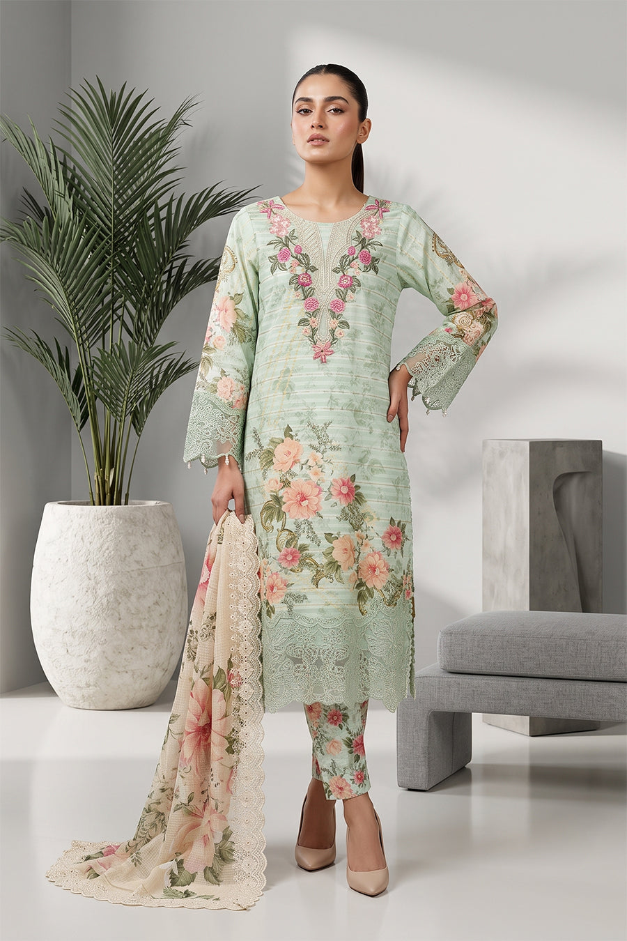 Mint Green Floral 3 Piece