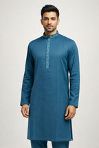 Turquoise Embroidered Panjabi for Men