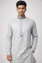 Silver Grey Textured Panjabi for Men