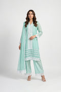 Mint Green Embroidered Three Piece Set for Women