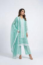 Mint Green Embroidered Three Piece Set for Women