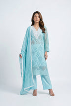 Sky Blue Embroidered Lawn Three Piece Set for Women