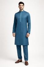 Turquoise Embroidered Panjabi for Men