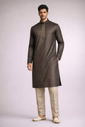 Chocolate Brown Jacquard Panjabi for Men