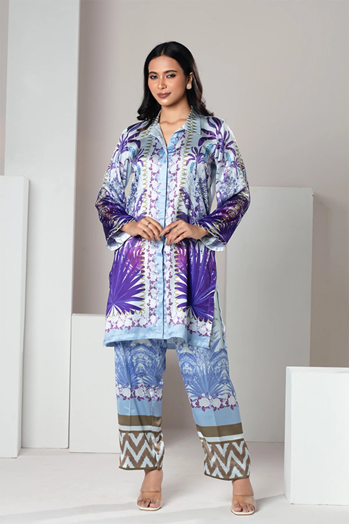 Lavender Botanical Printed Premium Co-Ord Set