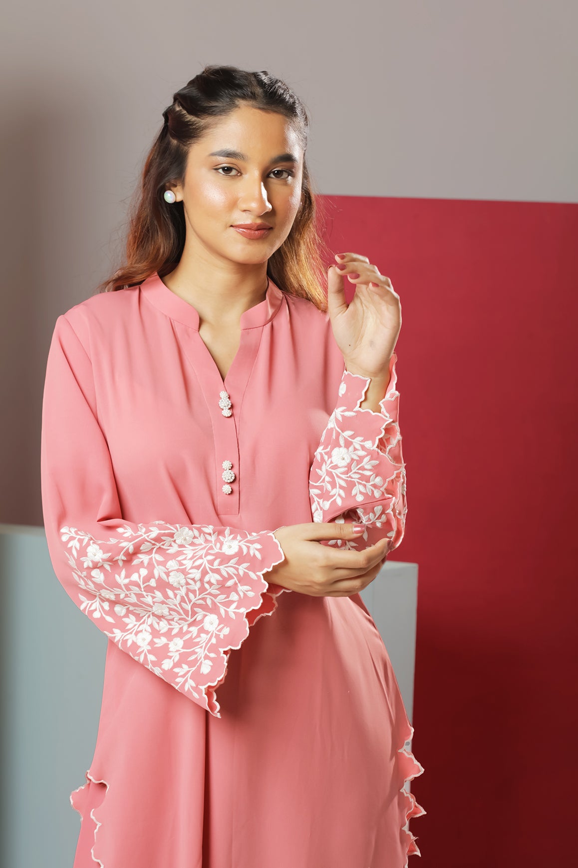 Blush Pink Embroidered Premium Co-Ods
