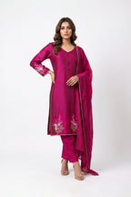 Elegant Magenta Pink Salwar Kameez Set with Embroidered Dupatta for Women