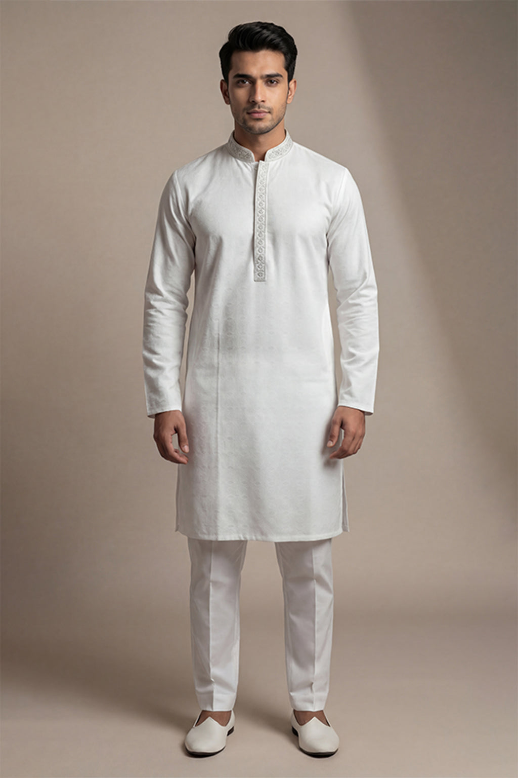 Premium Ivory White Cotton Panjabi Regular Fit