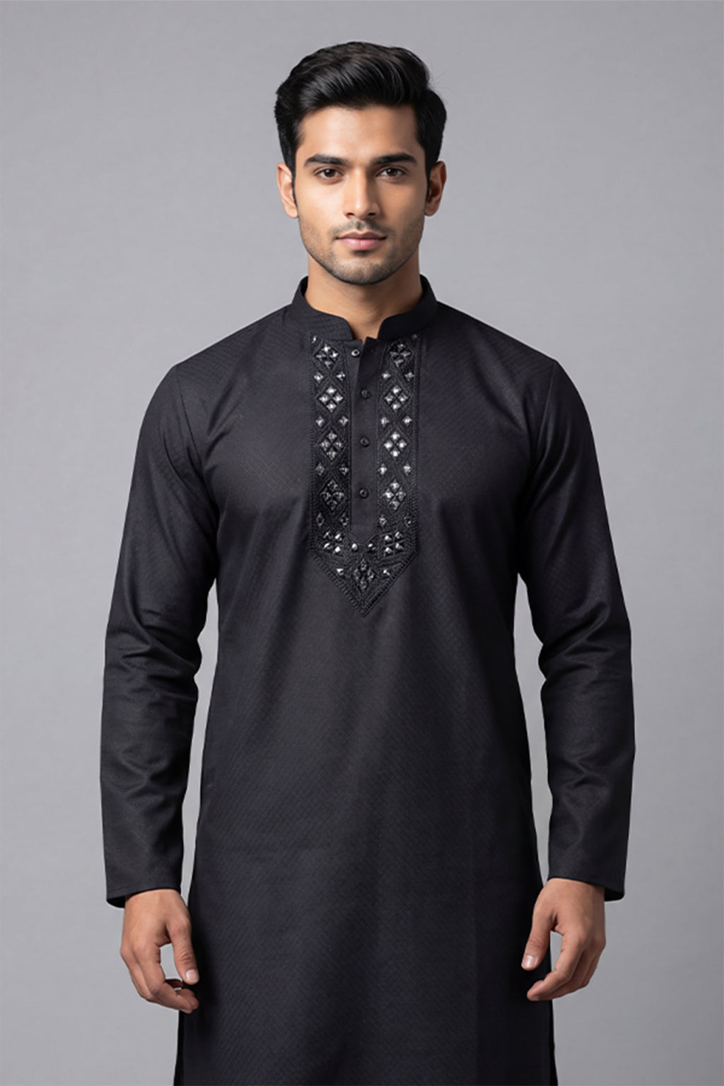 Black Embroidered Premium Panjabi for Men