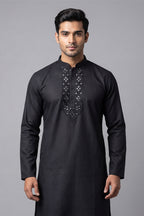 Black Embroidered Premium Panjabi for Men