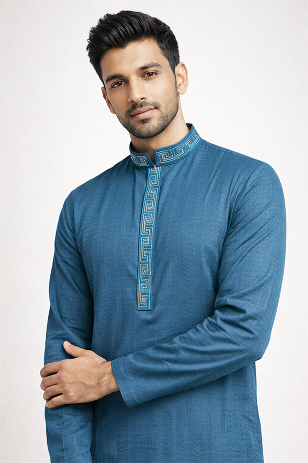 Turquoise Embroidered Panjabi for Men