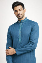 Turquoise Embroidered Panjabi for Men