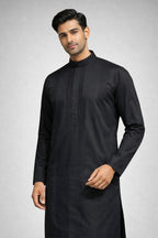 Jet Black Embroidered Panjabi for Men