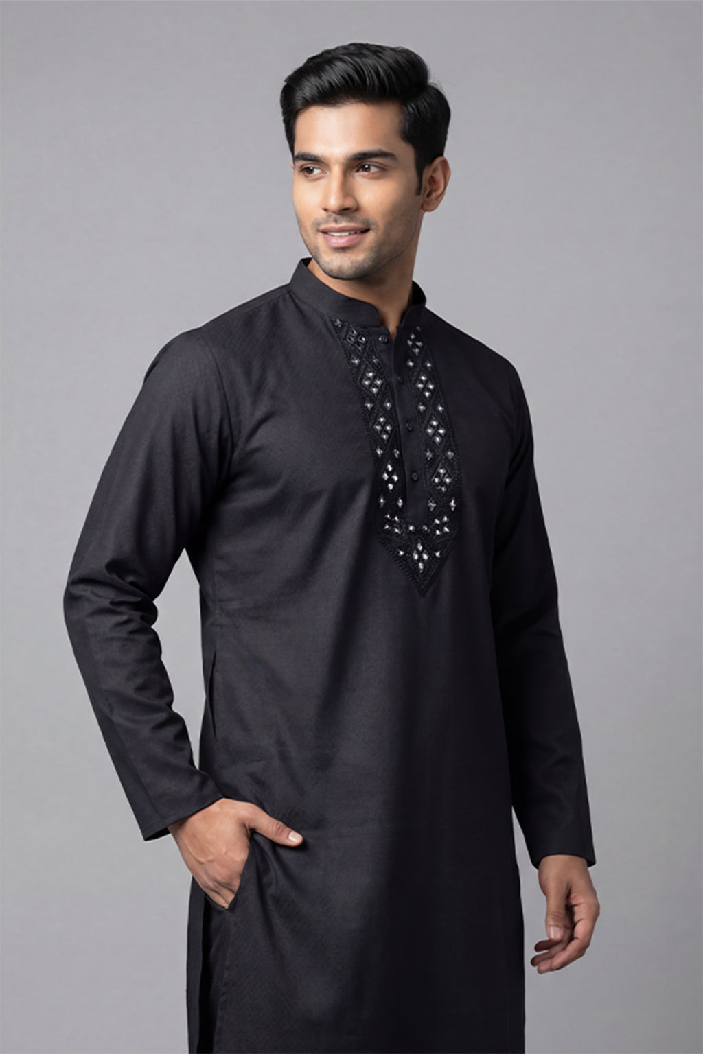 Black Embroidered Premium Panjabi for Men