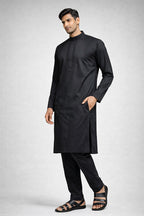 Jet Black Embroidered Panjabi for Men