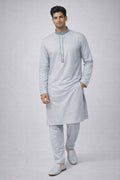 Silver Grey Textured Panjabi for Men