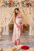 Blushing Bloom Ombre Saree - Hand-Embellished Floral Luxury