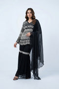Black Embroidered Luxury Ethnic Wear with Chiffon Dupatta