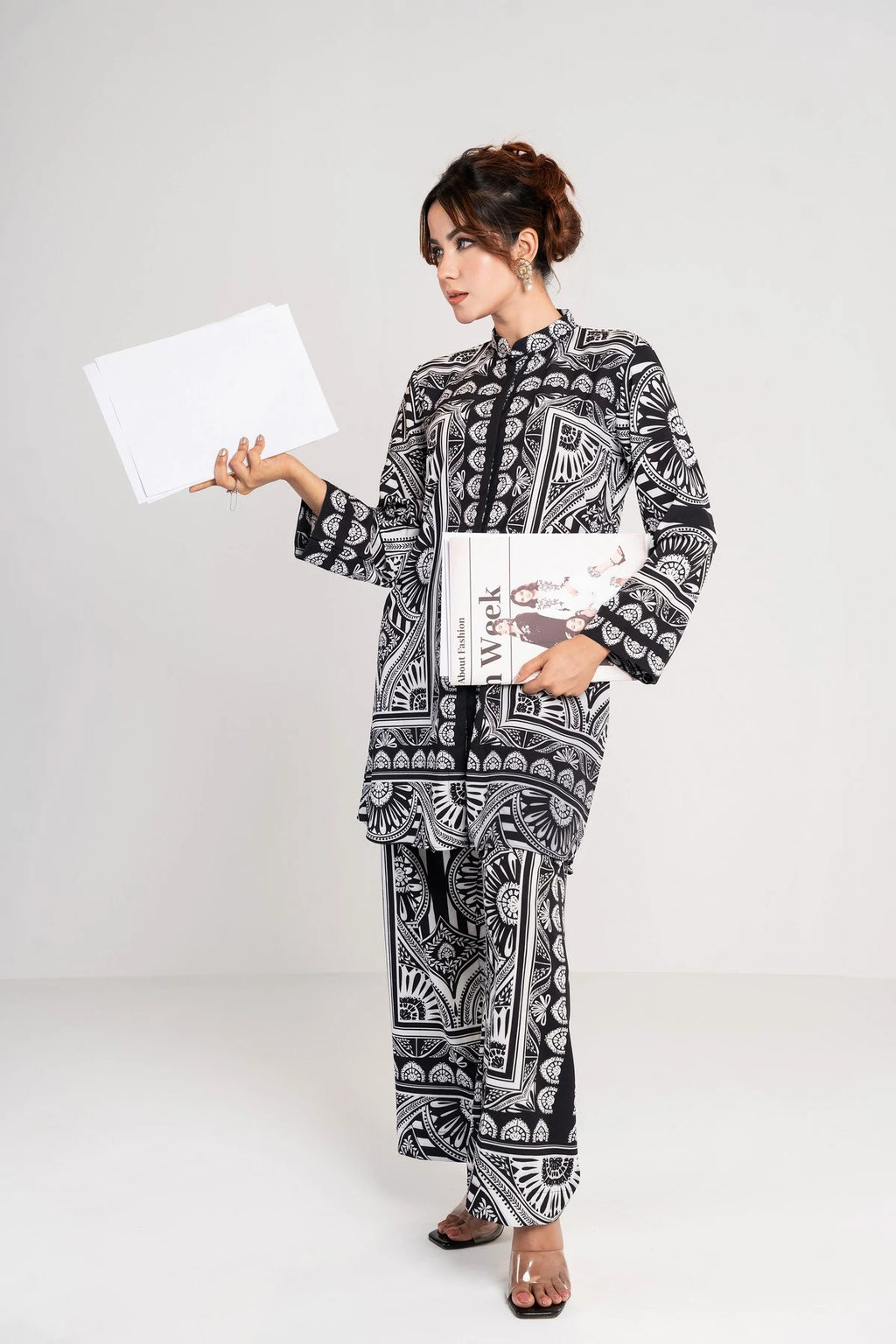 Monochrome Printed Women’s Co-Ord Set