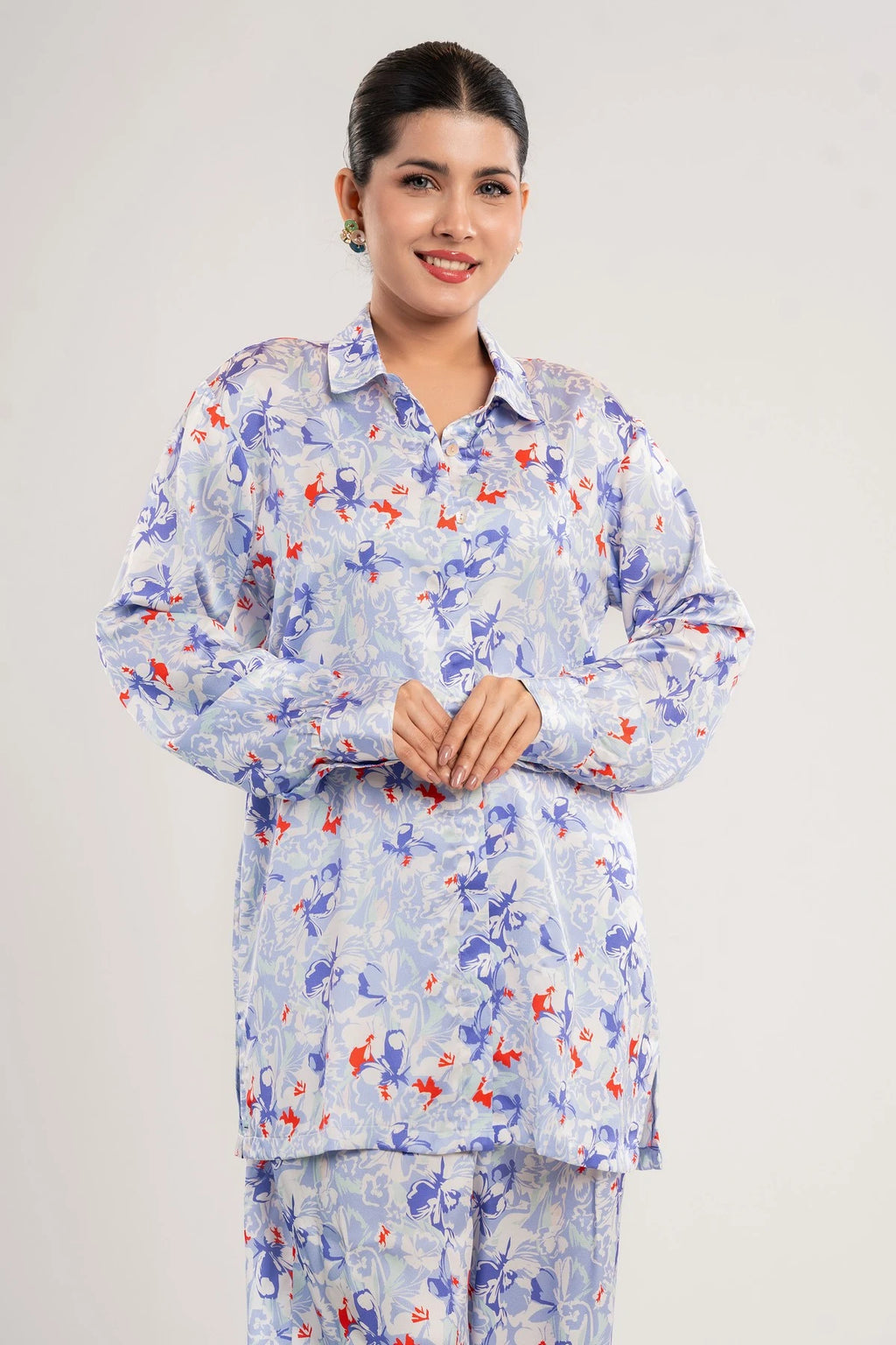 Light Blue Floral Printed Co-Ord Set