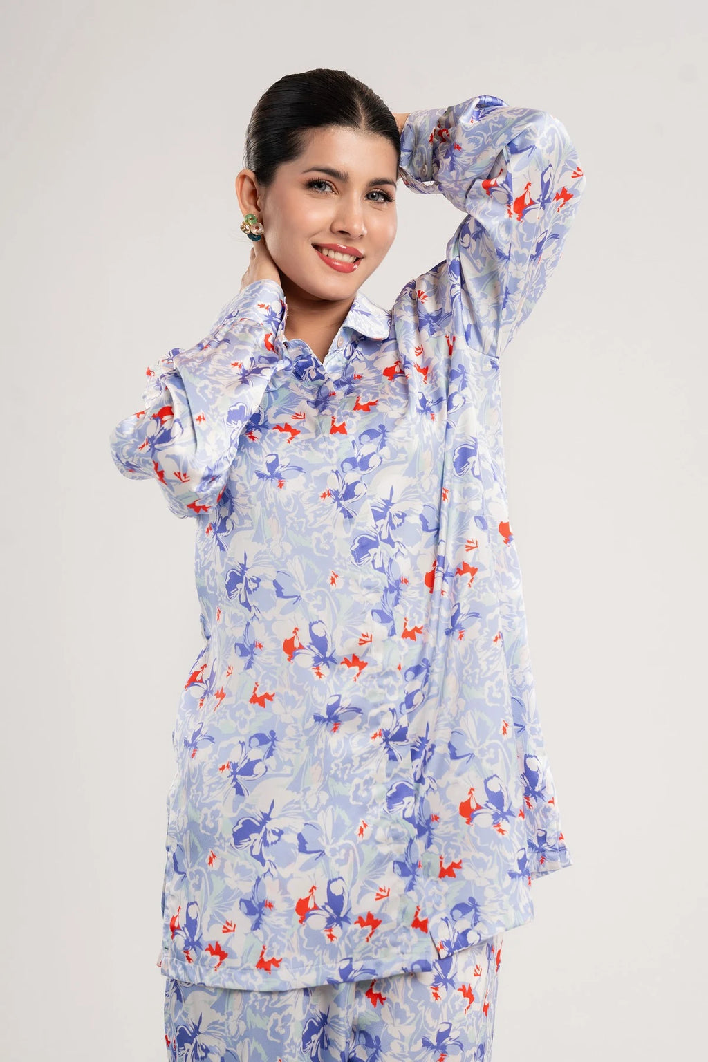 Light Blue Floral Printed Co-Ord Set