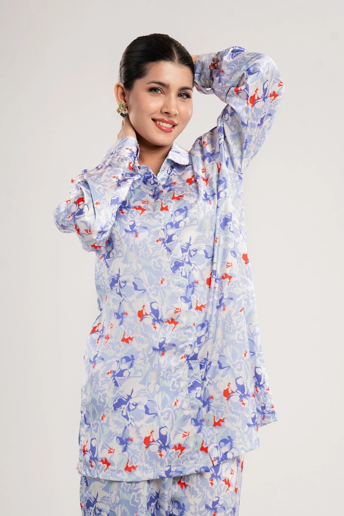 Light Blue Floral Printed Co-Ord Set