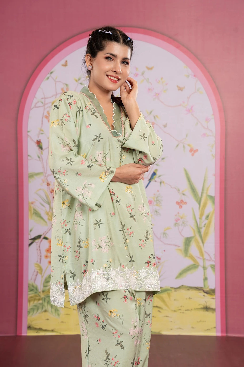 Sage Blossom Printed Premium Co-Ord