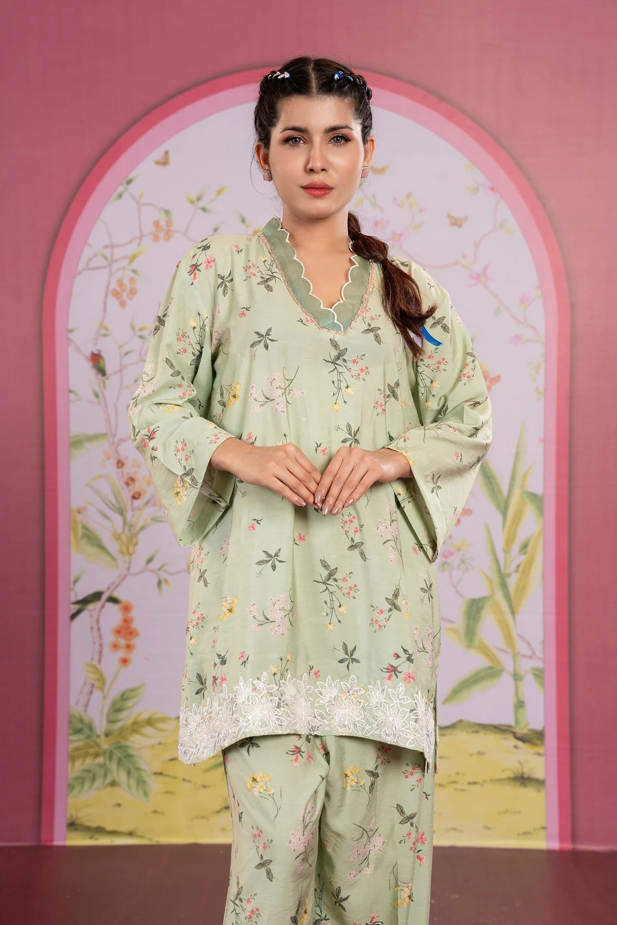 Sage Blossom Printed Premium Co-Ord