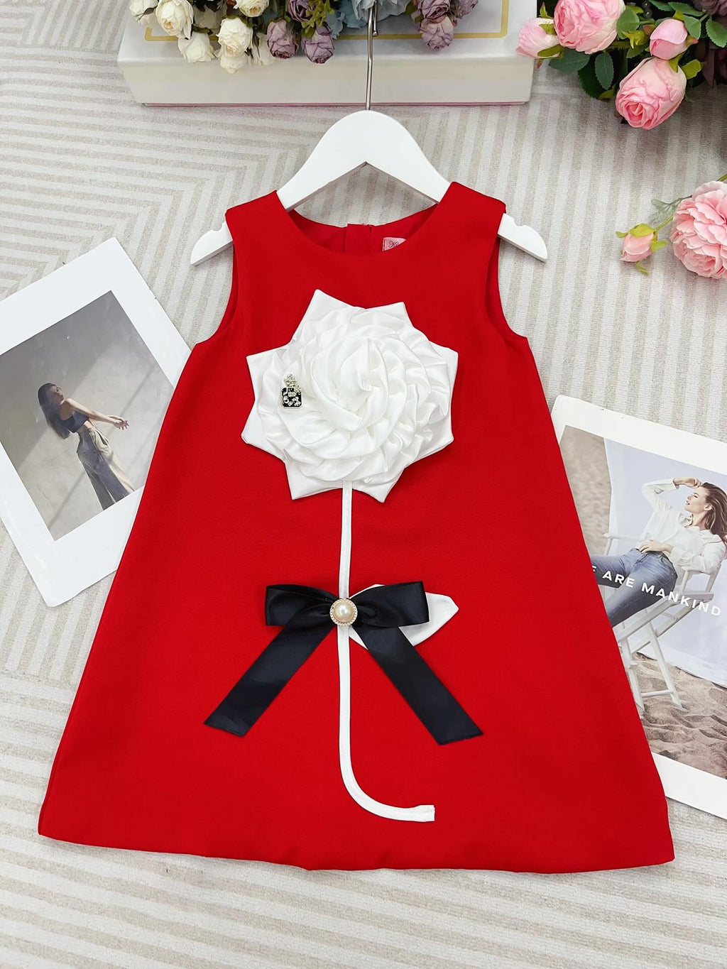 Scarlet Bloom Statement Dress – Red Floral Party Dress