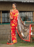 Boishakhi Red & Black Printed Silk Saree