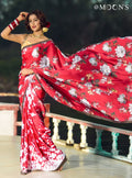 Boishakhi Red Floral Printed Saree – Pohela Boishakh Festive Wear