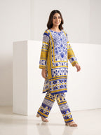 Blue & Yellow Printed Ethnic Co-Ord Set